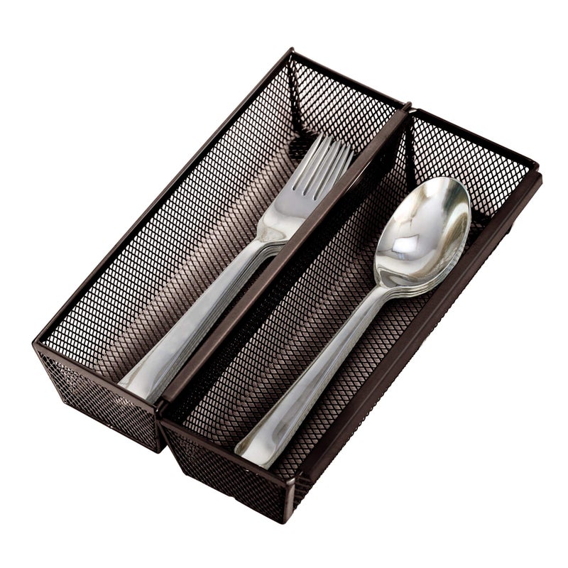 Smart Design Drawer Organizer - 9 x 3 Inch - Steel Metal Mesh Tray - with Interlocking Arm Connection - Utensils, Silverware, Organization - Kitchen - Bronze - Image 2